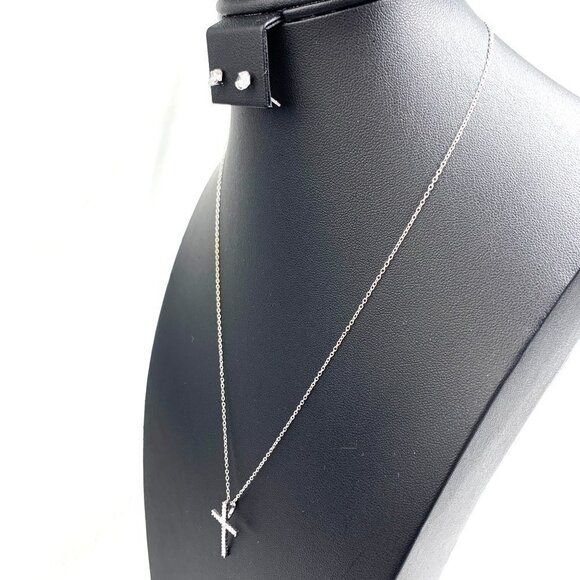 Sterling Silver Pave Crystal Crucifix & Stud Earring Set New In Box - Picture 8 of 11